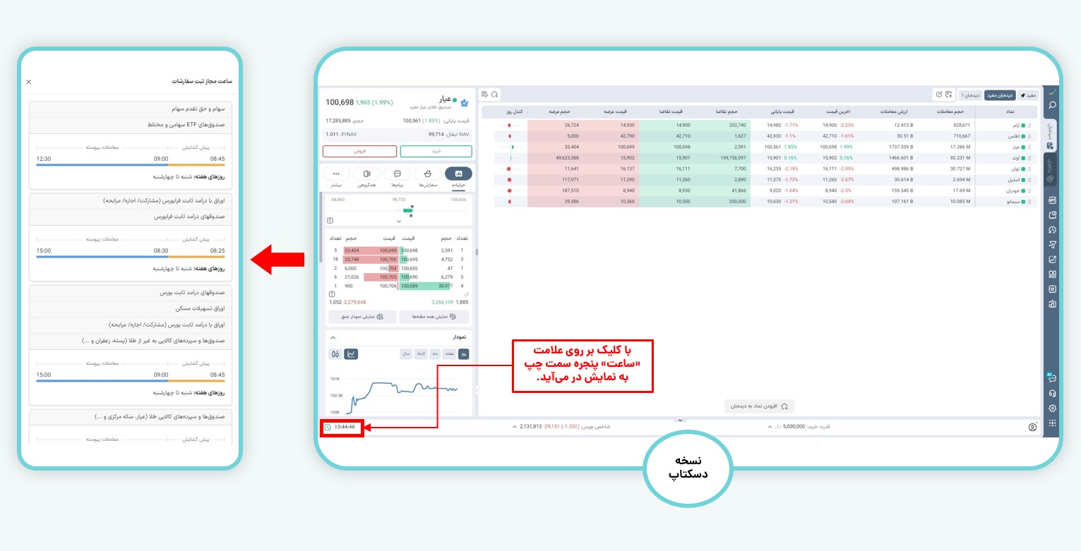 نمایش ساعت مجاز ثبت سفارش روش اول نسخه دسکتاپ