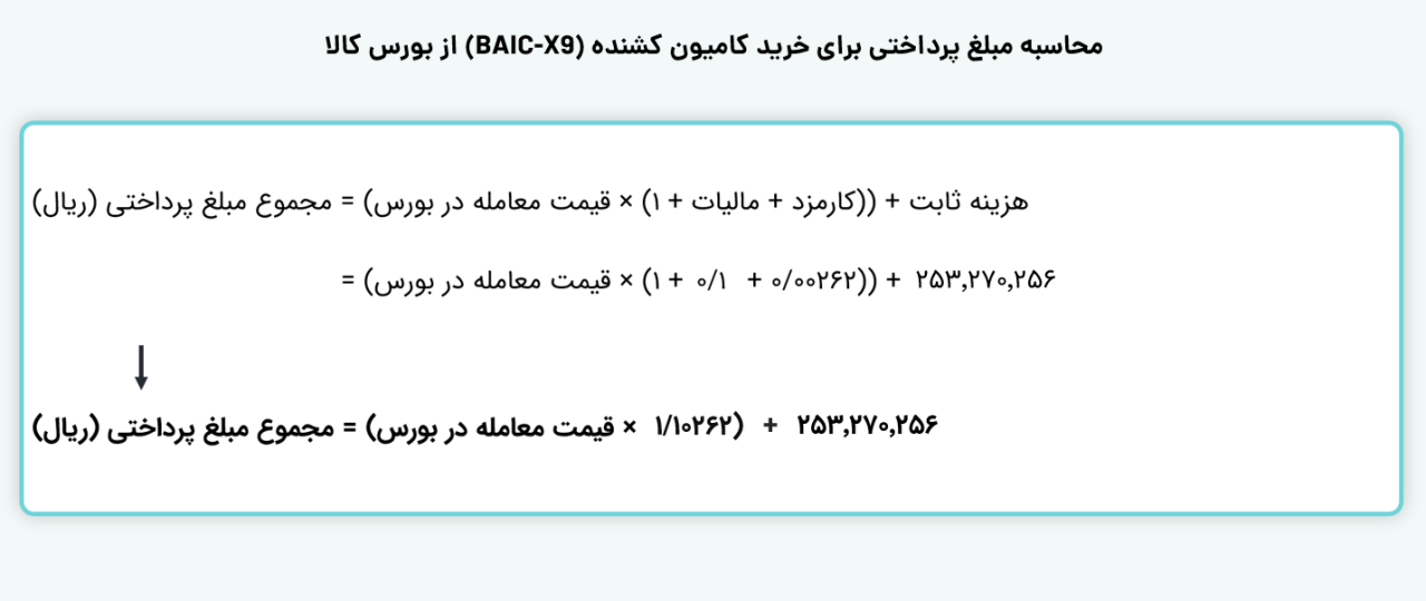 مبلغ پرداختی برای خرید  کامیون کشنده (BAIC-X9)