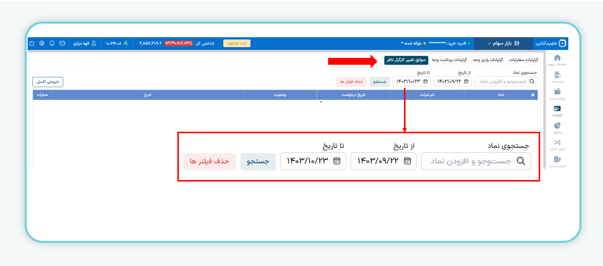 سوابق تغییر کارگزار ناظر