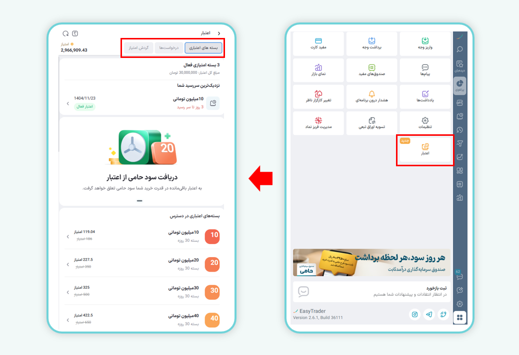آشنایی با بخش اعتبار در ایزی تریدر