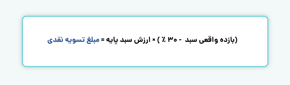 مبلغ تسویه نقدی